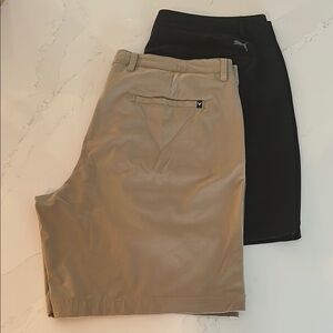 Bundle Set Callaway Tan Beige and Black Puma Flat Front Shorts SZ 38